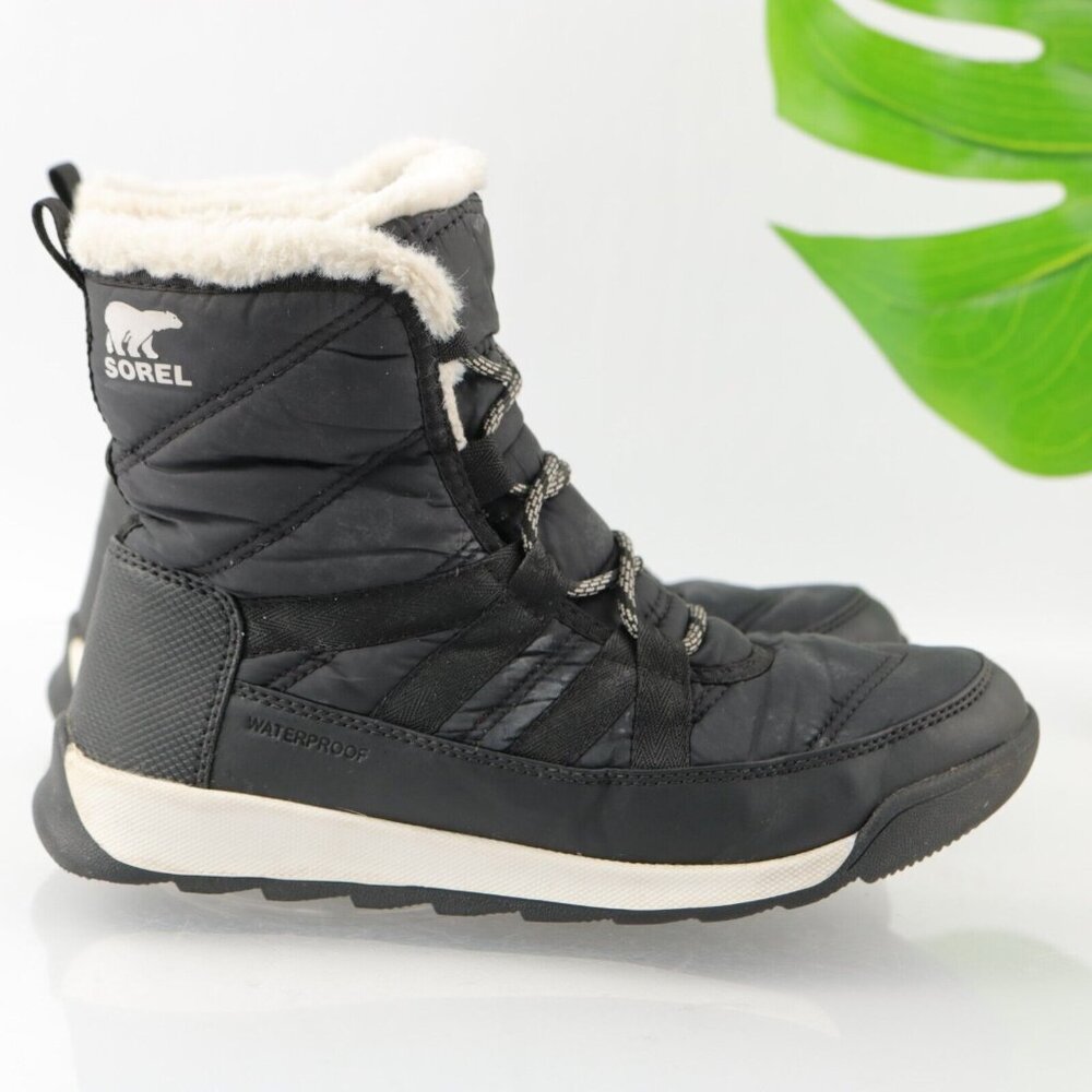 Sorel Women's Whitney II Boot Size 6 Waterproof Short Lace Up Black Nylon Winter - Picture 5 of 12